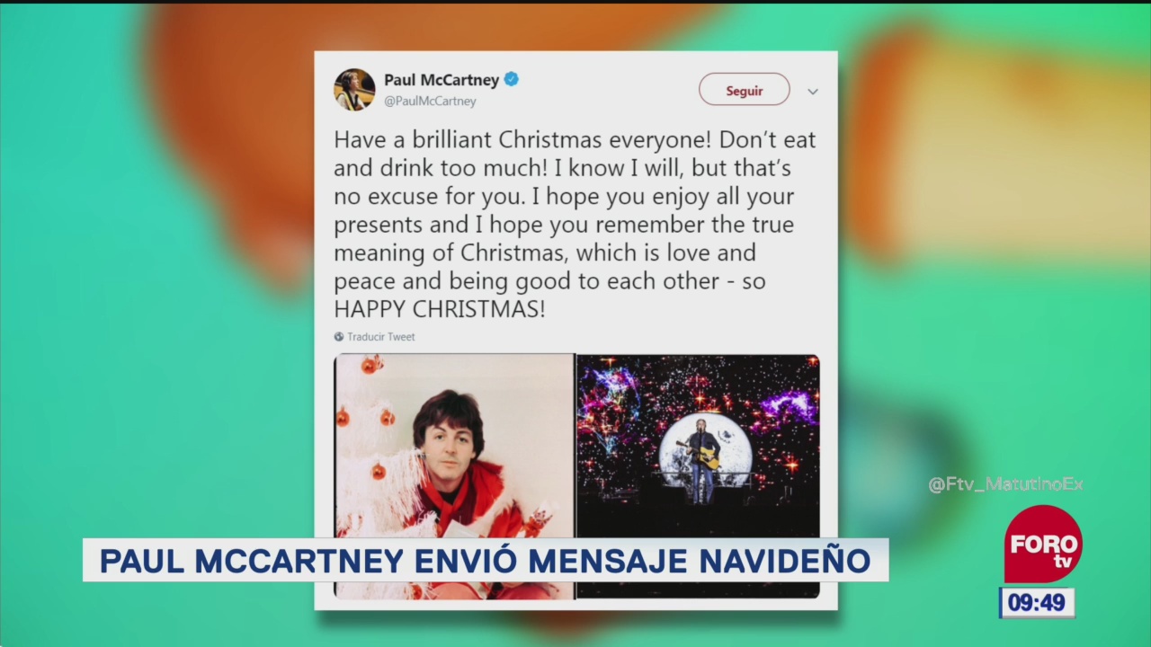Paul McCartney envía mensaje navideño