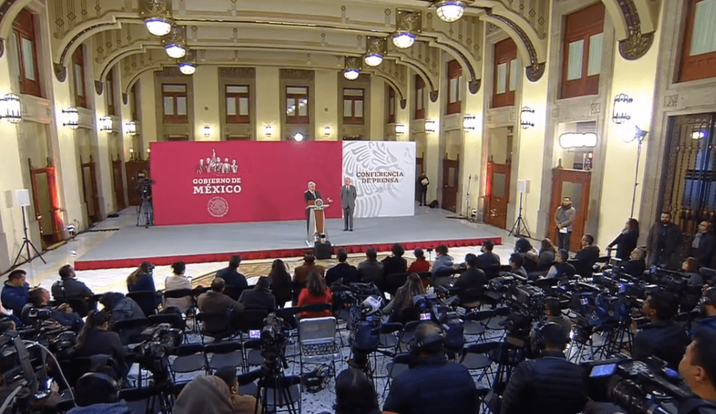 López Obrador en conferencia de prensa desde Palacio Nacional. (YouTube) 