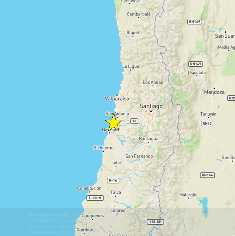 Se registra fuerte sismo en Chile