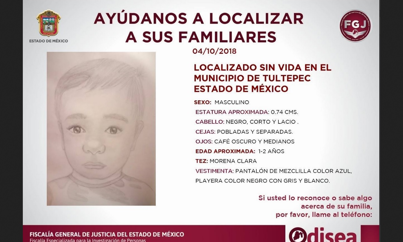 Niño asesinado en Tultepec aún no ha sido identificado