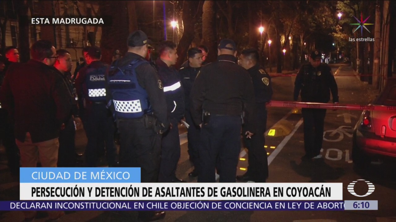 Persecución y detención de asaltantes de gasolinera en Coyoacán