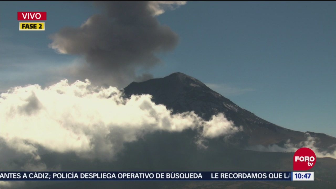 Popocatépetl Presenta Exhalación De Vapor De Agua, Gas Y Ceniza, Volcán Popocatépetl, Vapor De Agua, Gas, Ceniza