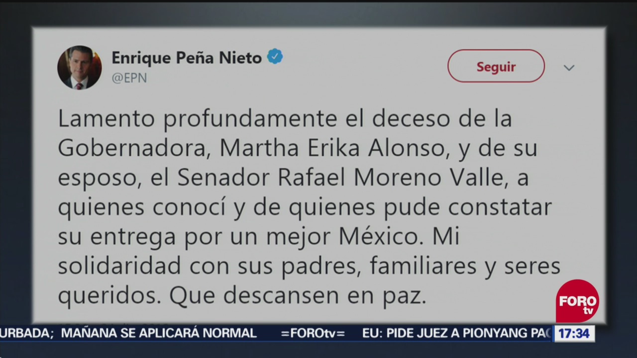 Reacciones Muerte Gobernadora Puebla Martha Erika Rafael Moreno