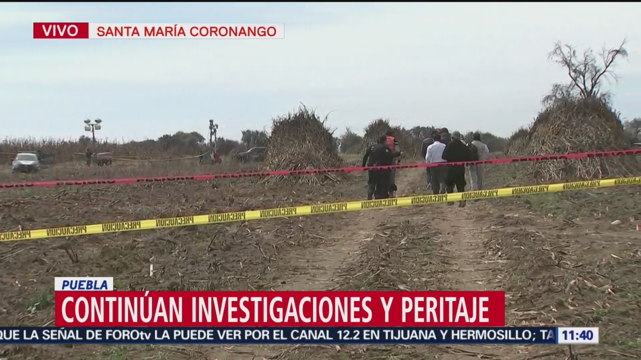 Realizan últimos peritajes en zona de accidente aéreo en Puebla