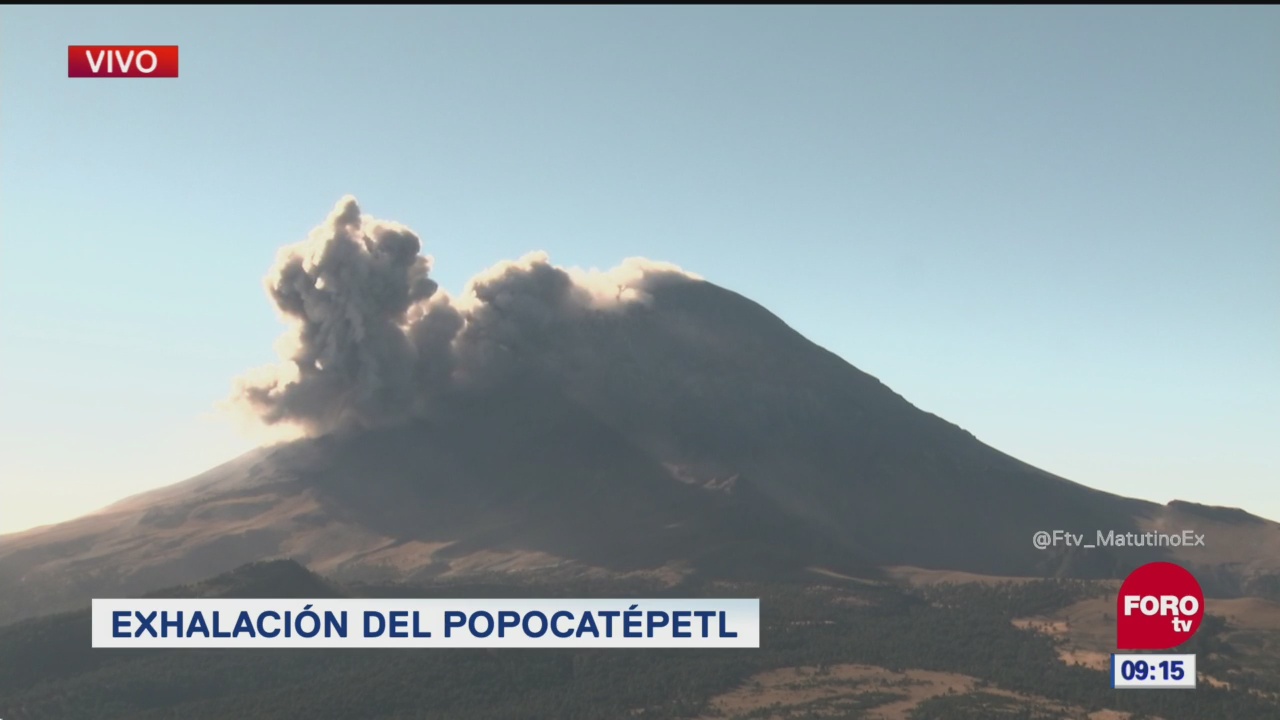 Se registra exhalación en el volcán Popocatépetl