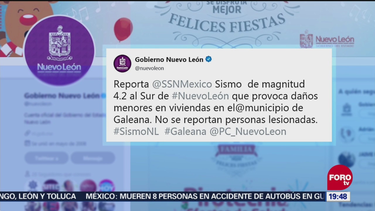 Se Registra Sismo Magnitud 4.2 Nuevo León