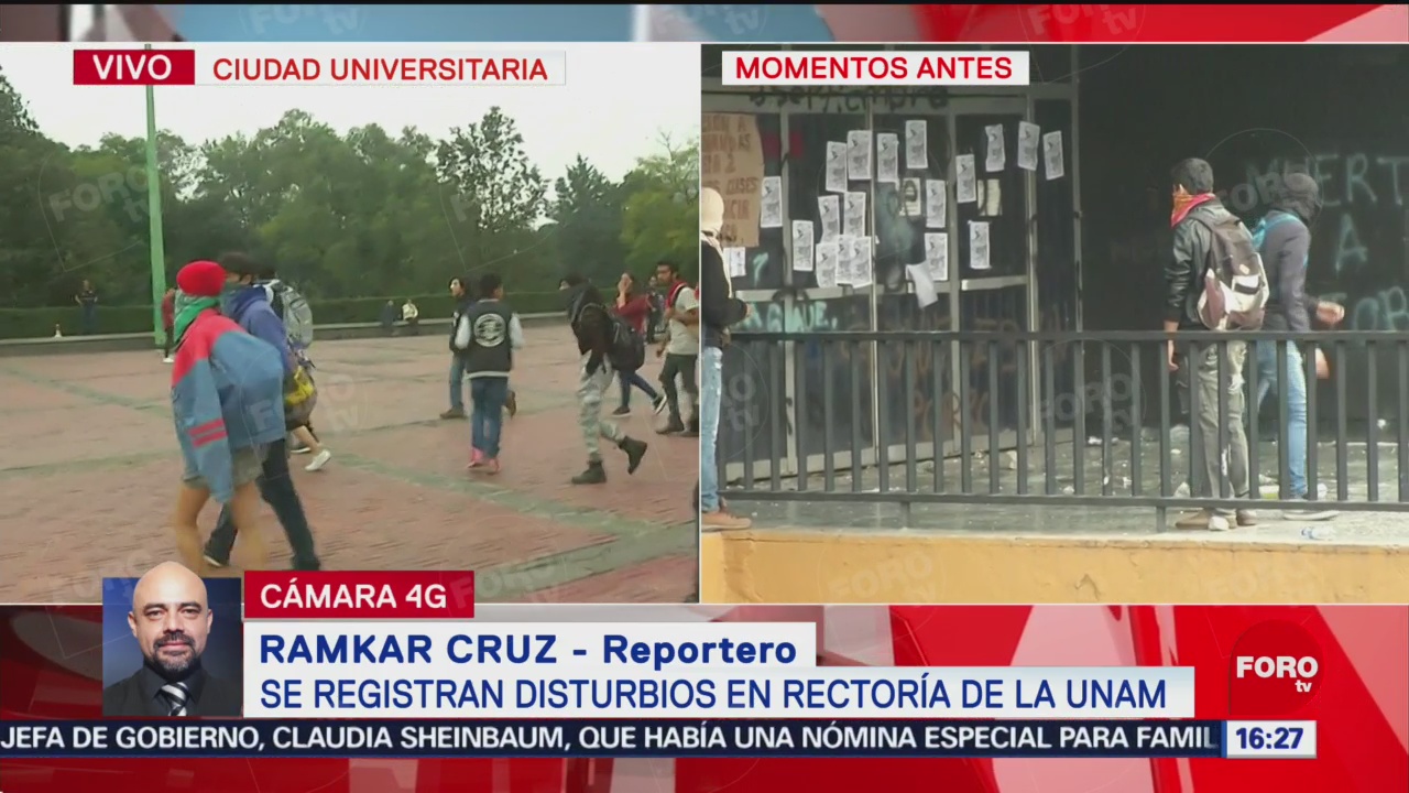Se registran disturbios en Rectoría de la UNAM