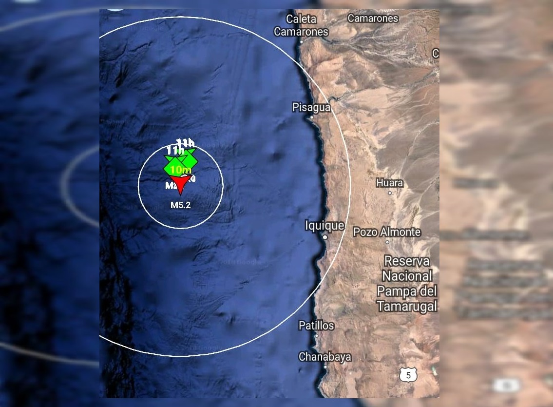 Sismo de magnitud 5.1 sacude región de Tarapacá, en Chile