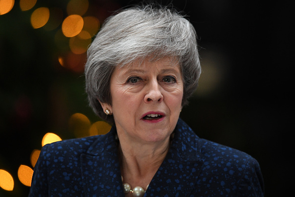 La primera ministra Theresa May ofrece una conferencia de prensa en Downing Street, Londre