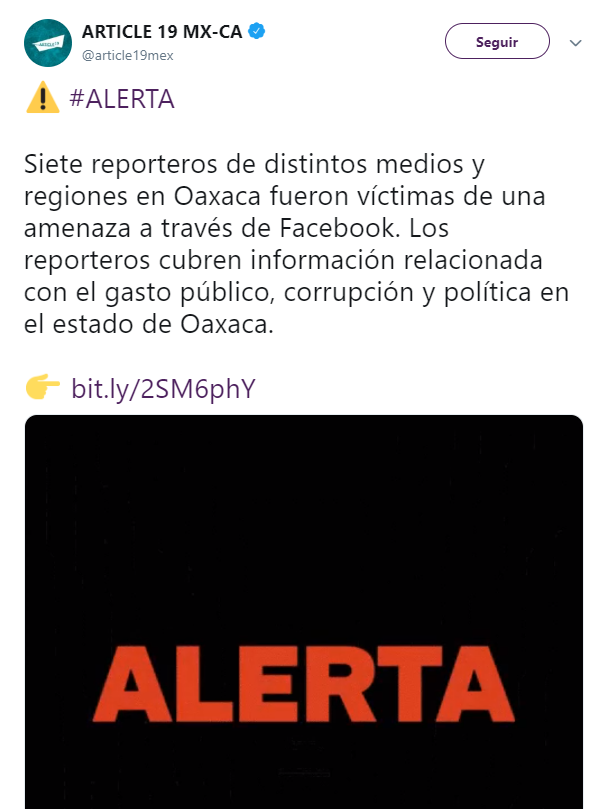 7 periodistas de Oaxaca reciben amenazas en Facebook