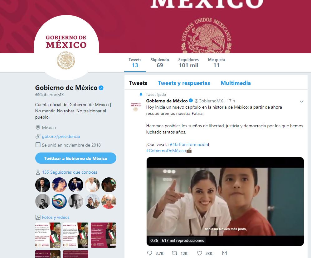 Nuevo Gobierno de AMLO habilita cuenta oficial en Twitter