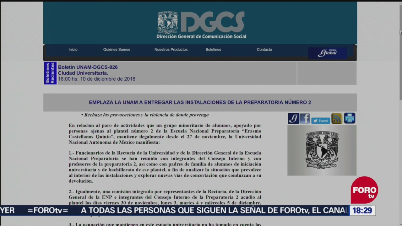 UNAM condena actos violentos en Ciudad Universitaria