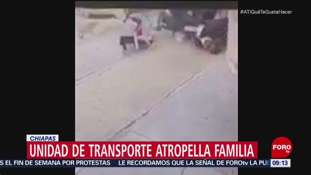 Unidad de transporte público atropella a familia en Tuxtla Gutiérrez