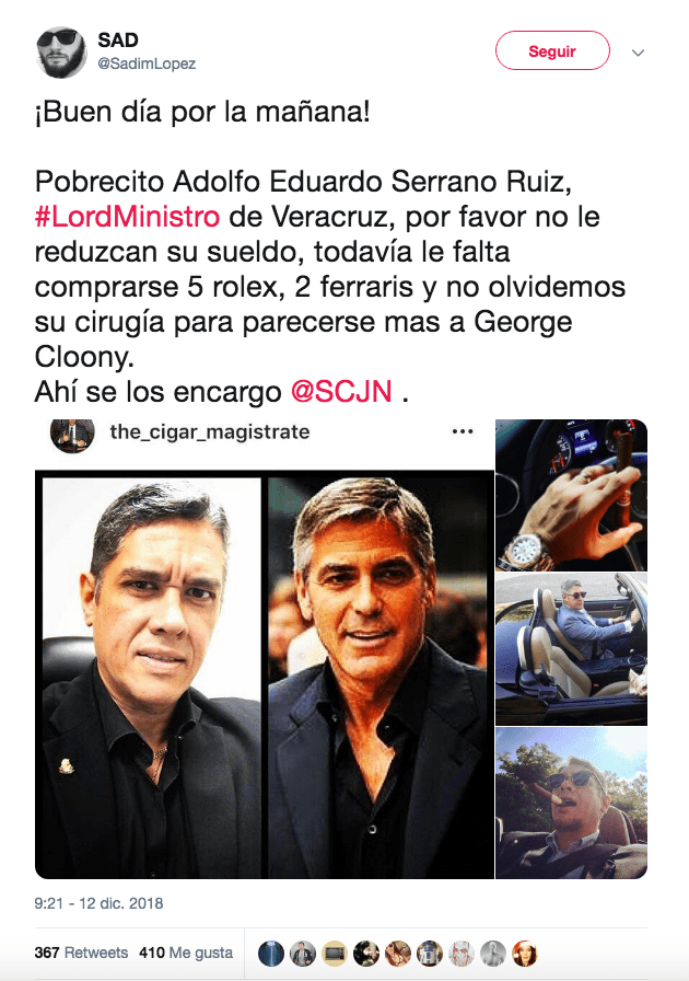 Usuarios de Twitter descargaron fotografías de los perfiles de Serrano Ruíz y las redistribuyeron, viralizándolas (Twitter @SadimLopez)