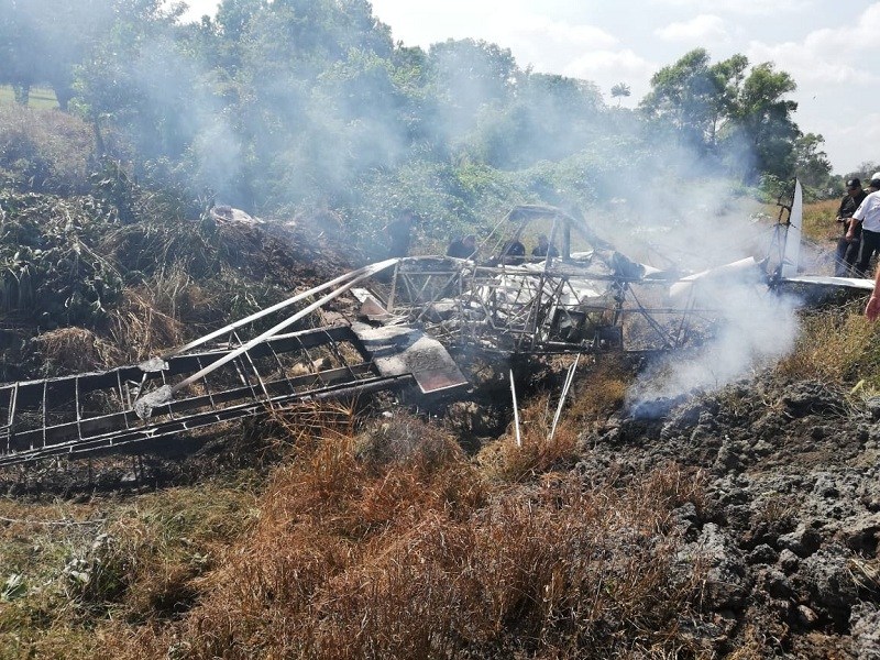 Se desploma una avioneta en Huixtla, Chiapas