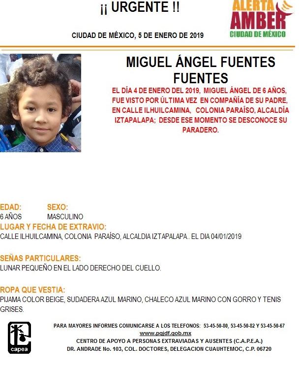 Alerta Amber: Ayuda a localizar Miguel Ángel Fuentes Fuentes