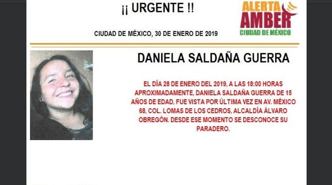 Alerta Amber: Ayuda a localizar a Daniela Saldaña Guerra