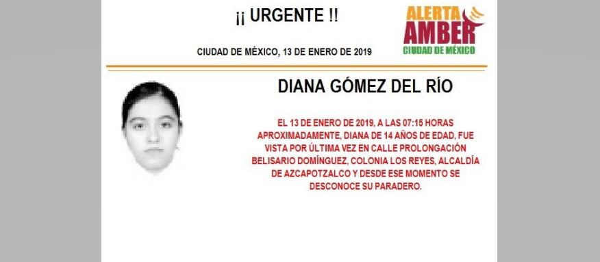 Alerta Amber para localizar a Diana Gómez del Río