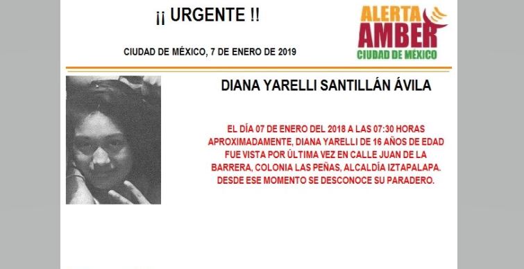 Alerta Amber: Ayuda a localizar a Diana Yarelli Santillán Ávila