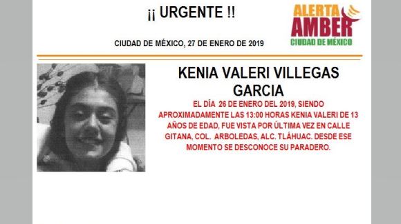 Alerta Amber: Ayuda a localizar a Kenia Valeri Villegas García