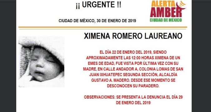 Alerta Amber: Ayuda a localizar a Ximena Romero Laureano