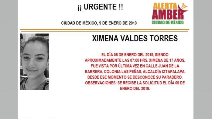 Alerta Amber: Ayuda a localizar a Ximena Valdés Torres