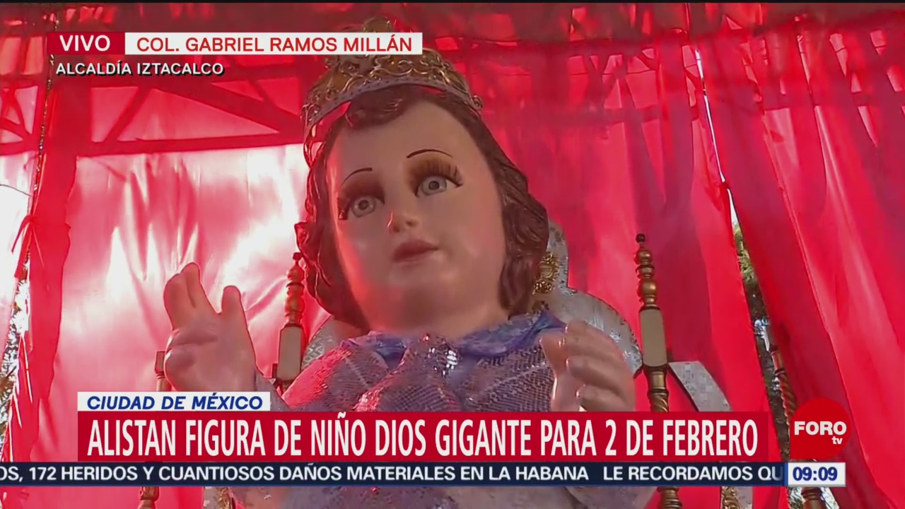 Alistan figura de Niño Dios gigante en alcaldía Iztacalco, CDMX