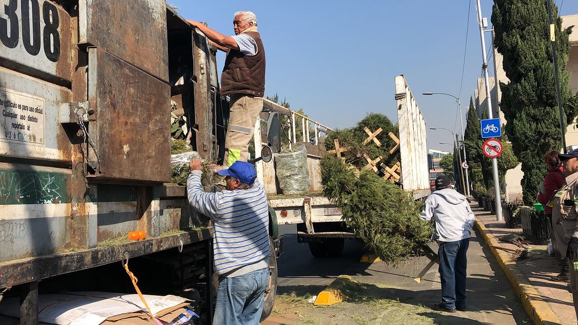 Capitalinos dejan sus árboles de Navidad en calles de CDMX
