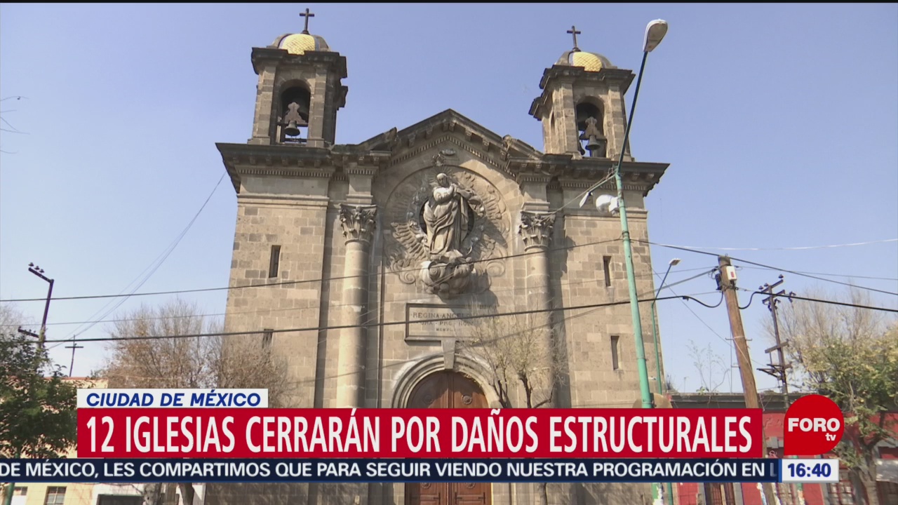 12 iglesias cerrarán por daños tras sismo de septiembre de 2017