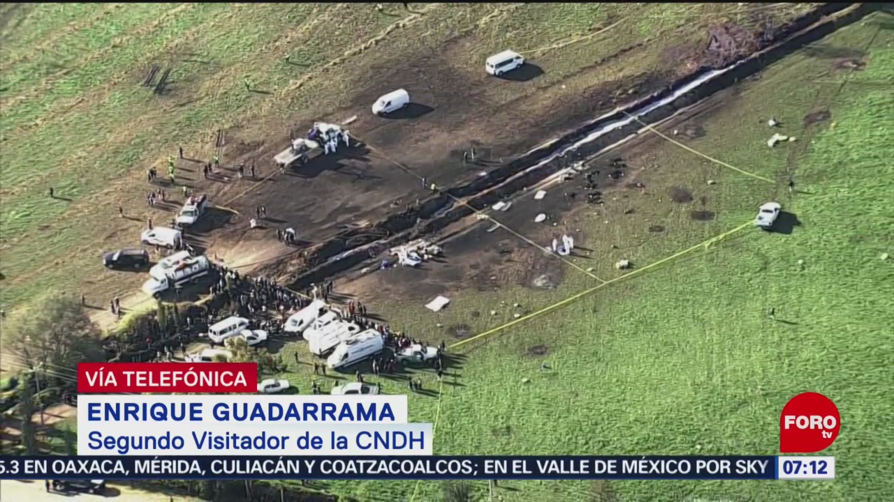 CNDH inicia investigación por explosión de ducto en Tlahuelilpan