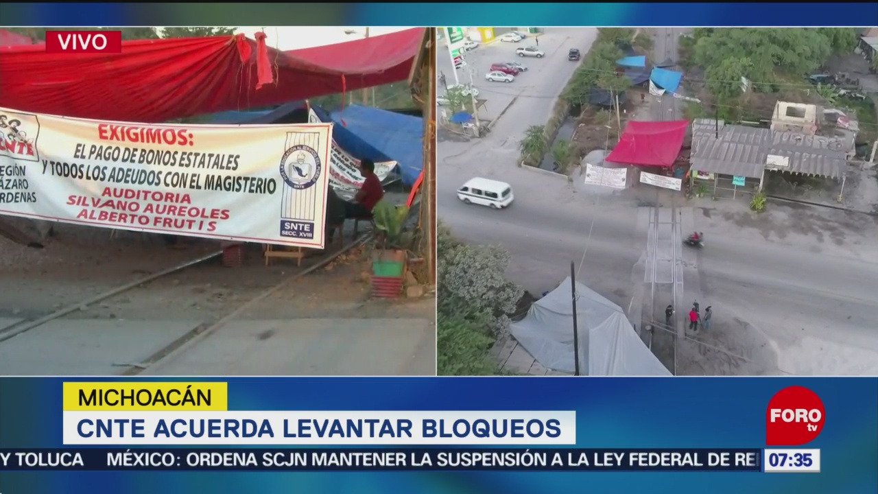 CNTE acuerda levantar bloqueos en Michoacán