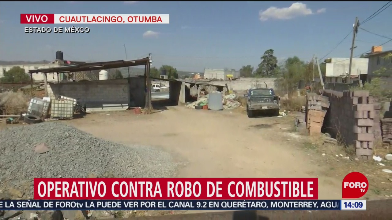Foto: Tras detectar cuatro tomas clandestinas de combustible, en Cuautlacingo, Estado de México, se realiza un operativo para encontrar puntos de venta de gasolina robada