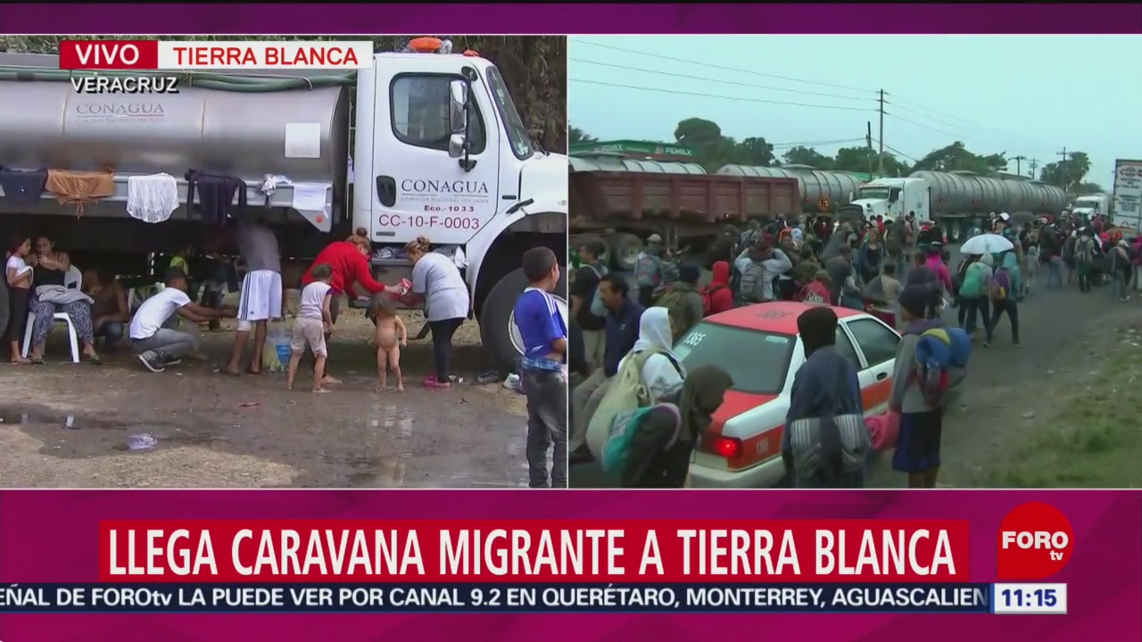 Llega una nueva caravana migrante a Tierra Blanca, Veracruz