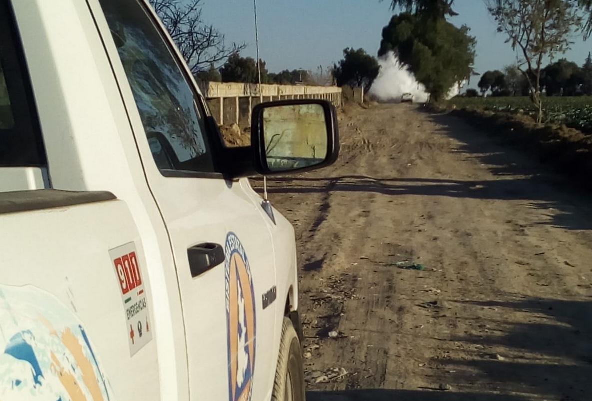 Foto: Fuga de gas LP en autopista Puebla-Orizaba, 28 de enero 2019. Twitter @PC_Estatal