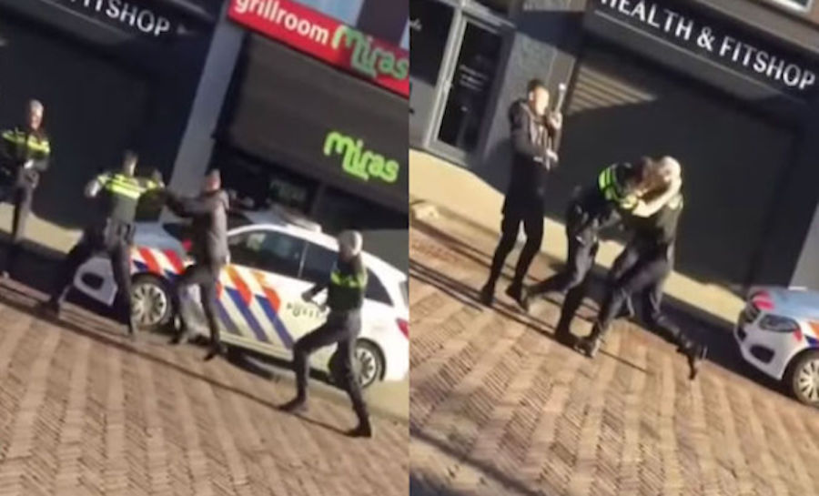 Video: Hombre pelea con tres policías y los envía al hospital