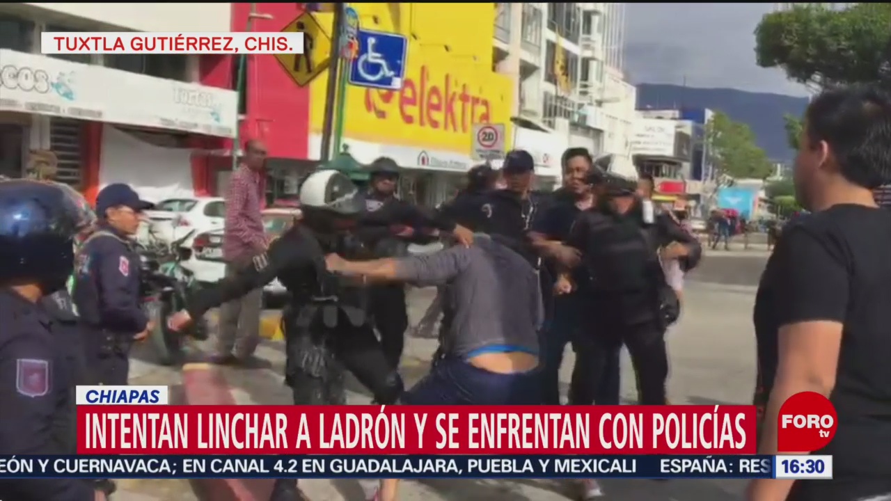 Intentan linchar a ladrón y se enfrenta con policías en Chiapas