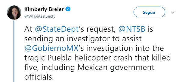 EU apoya investigación por accidente de gobernadora Puebla