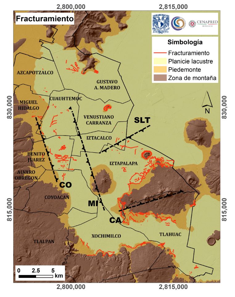 La UNAM publicó en 2018 un mapa de fracturas en el suelo del Valle de México, el cual puede ser consultado en DGCS UNAM