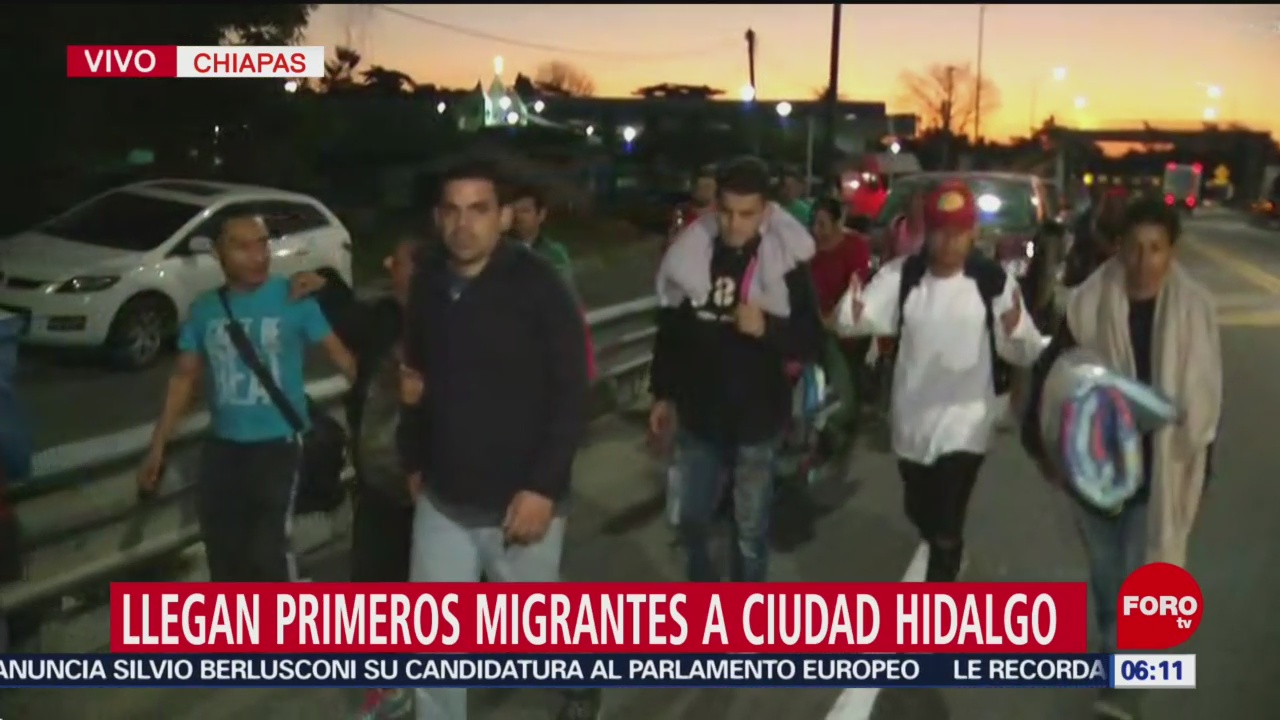 Llegan primeros migrantes hondureños a Ciudad Hidalgo, Chiapas