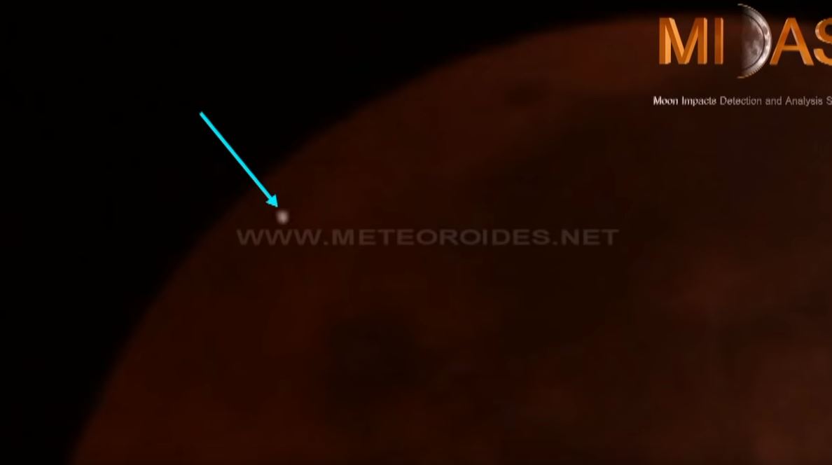 Foto: Meteorito impacta a la Luna durante el eclipse, 20 de enero 2019. 
