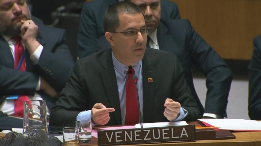 Foto: El ministro de Relaciones Exteriores de Venezuela, Jorge Arreaza, durante una reunión del Consejo de Seguridad de la ONU en Nueva York, 26 de enero de 2019 (Reuters)