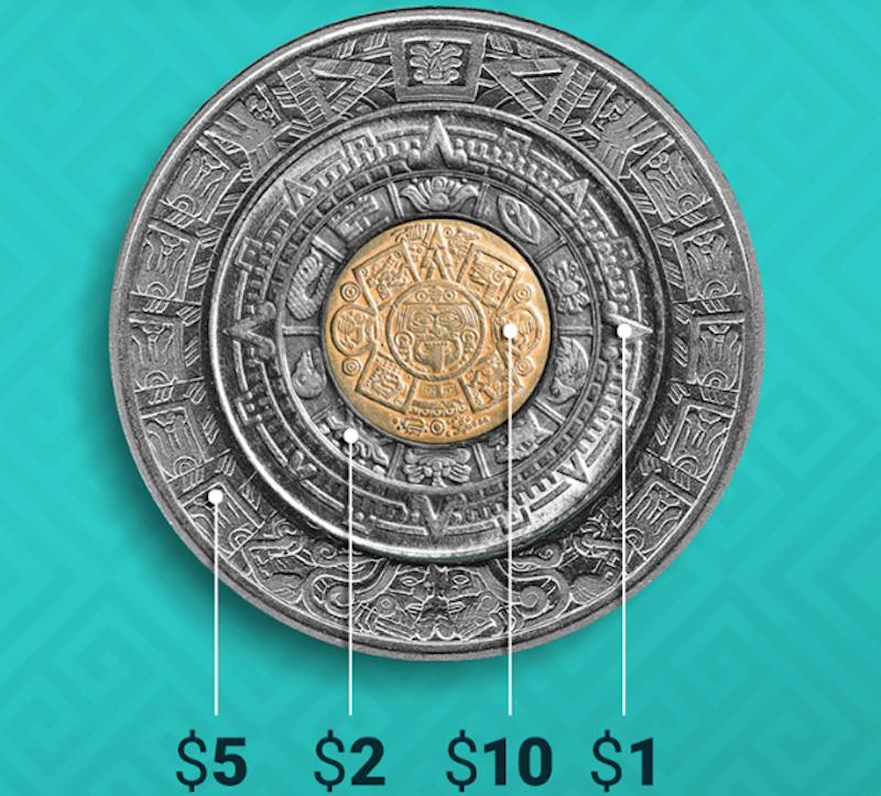 Foto estas monedas mexicanas forman el Calendario Azteca 30 enero 2019