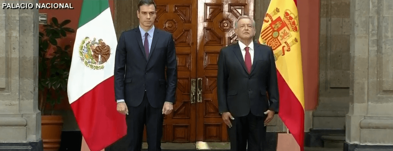 FOTO AMLO recibe a Pedro Sánchez en Palacio Nacional CDMX 30 enero 2019
