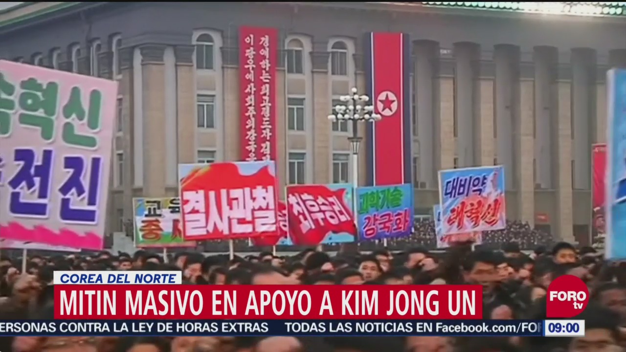 Mitin masivo en Corea del Norte para apoyar a Kim Jong Un