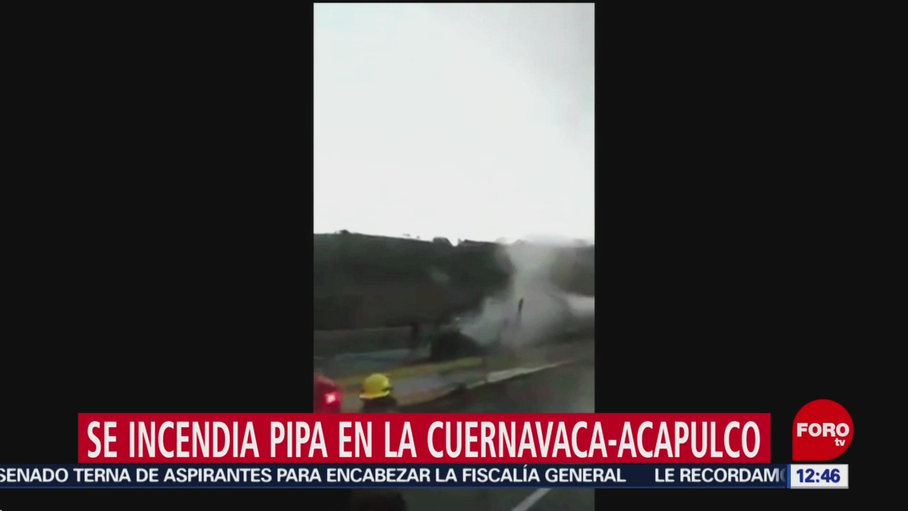 Se incendia pipa en autopista Cuernavaca-Acapulco