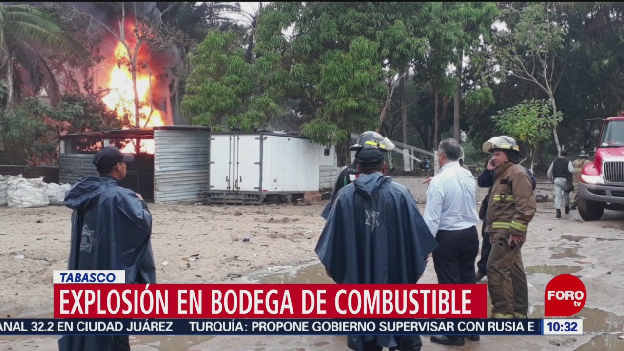 Se registra explosión en bodega ilegal de combustible en Tabasco