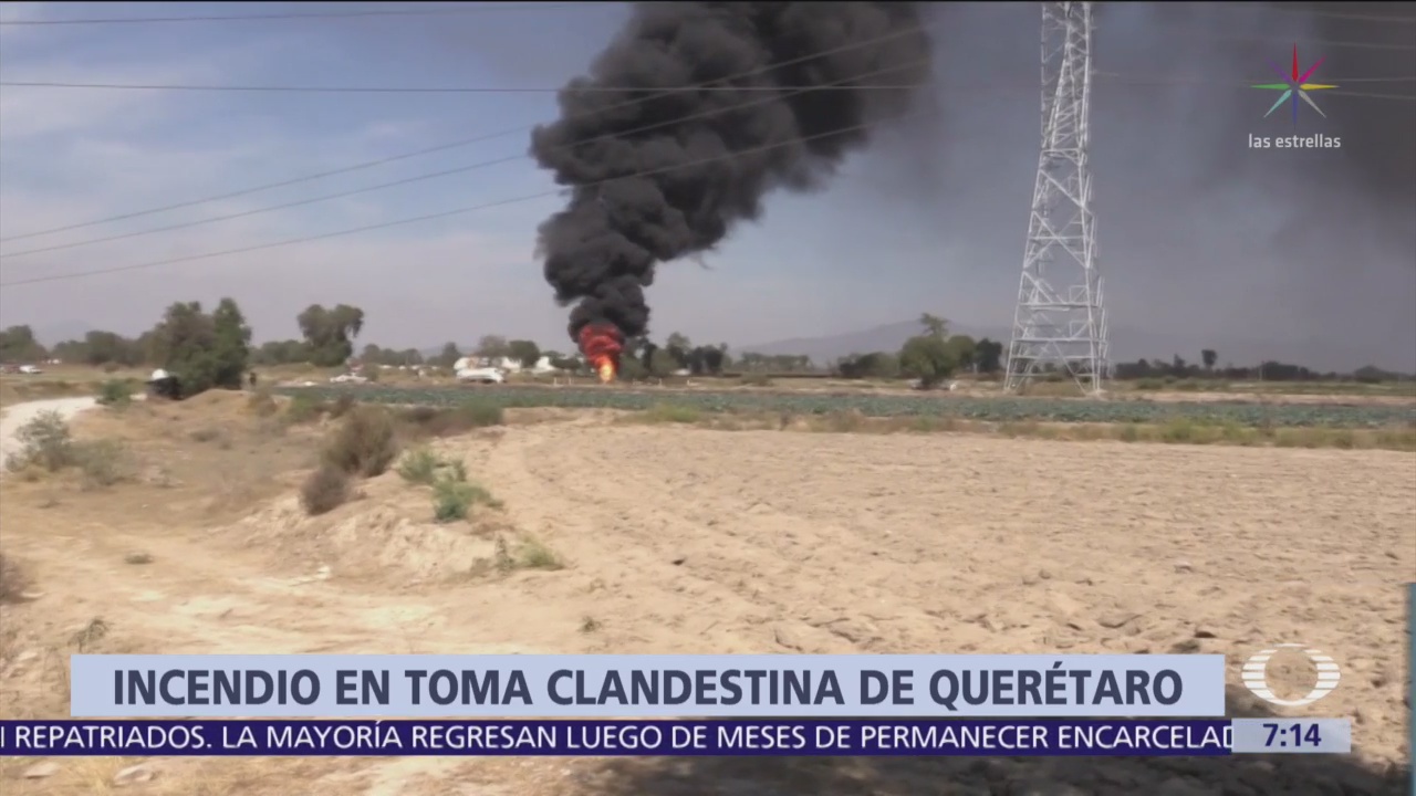 Se registra incendio de toma clandestina de combustible en Querétaro