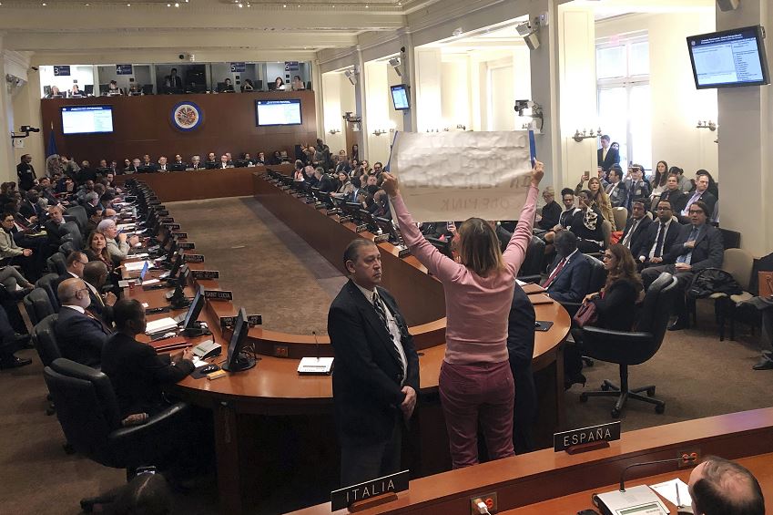 Foto: Activista interrumpe la sesión extraordinaria de la OEA sobre la crisis en Venezuela, 24 enero 2019