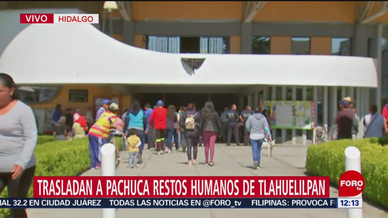 Trasladan a Pachuca restos humanos de Tlahuelilpan, Hidalgo