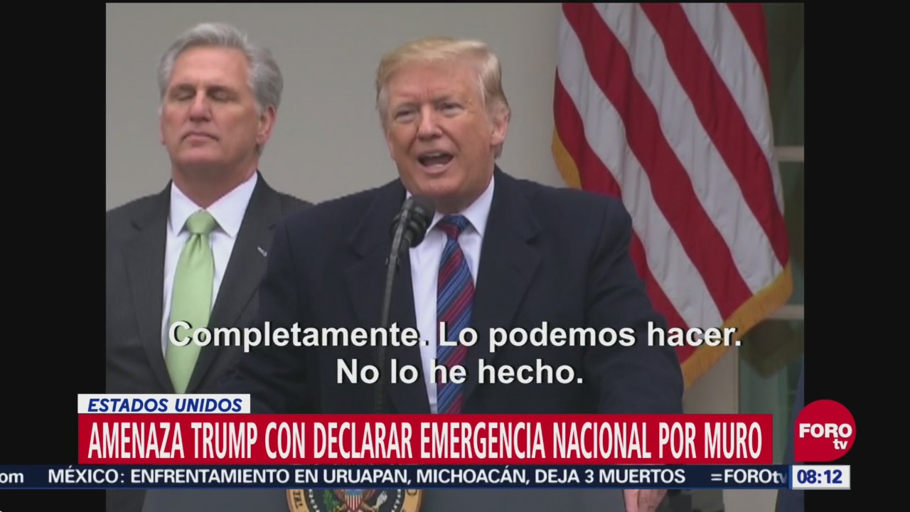 Trump Amenaza Con Declarar Emergencia Para Construir Muro, El Presidente De Estados Unidos, Donald Trump, Muro En La Frontera Con México